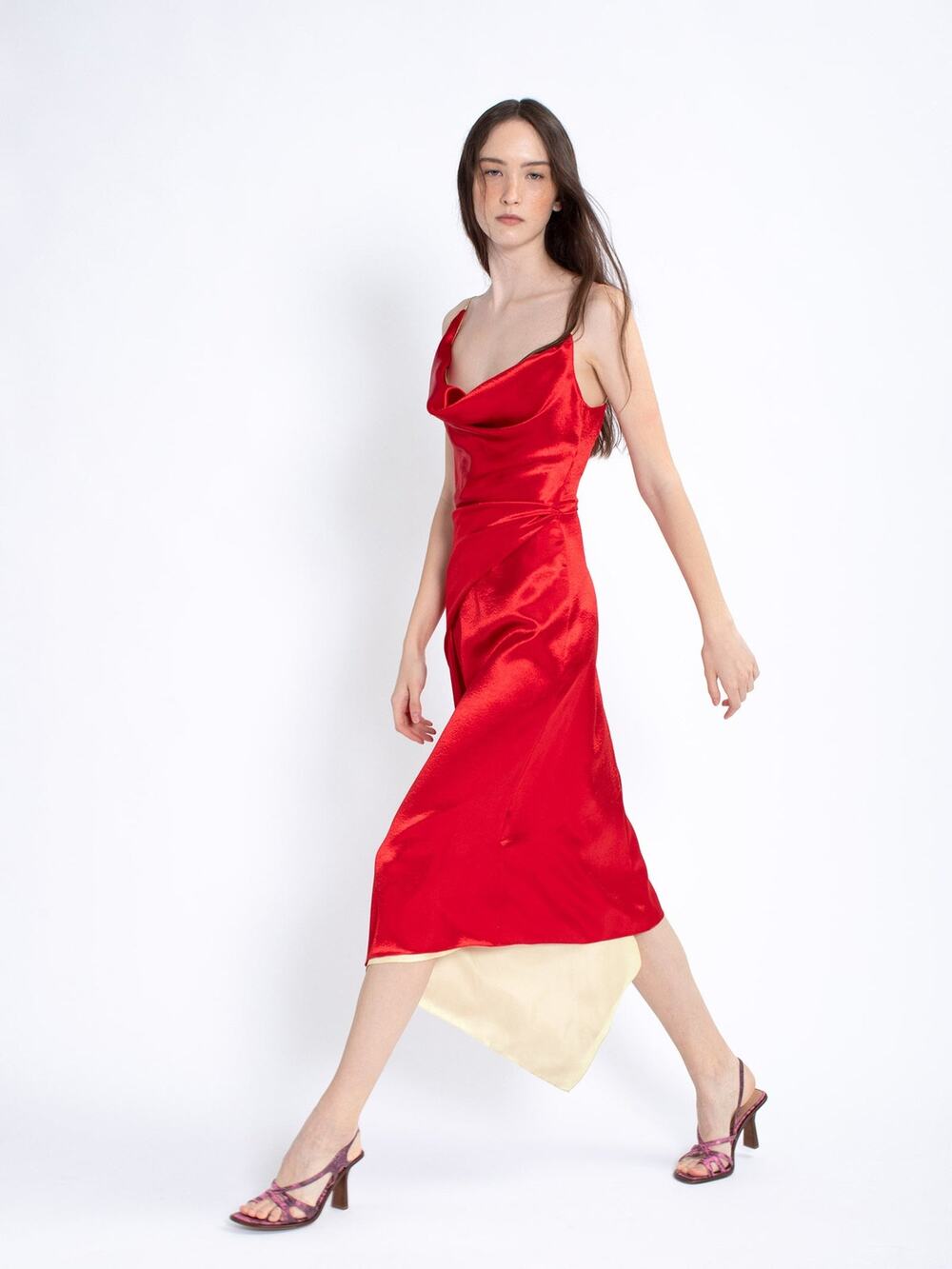 NWT Sies Marjan 'Farrah' Red Low Back Satin Holiday Cocktail Party Dress Size 2